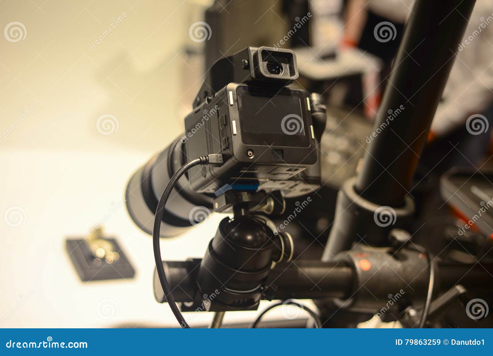 Professional Digital Camera Shooting Object in Studio Stock Image