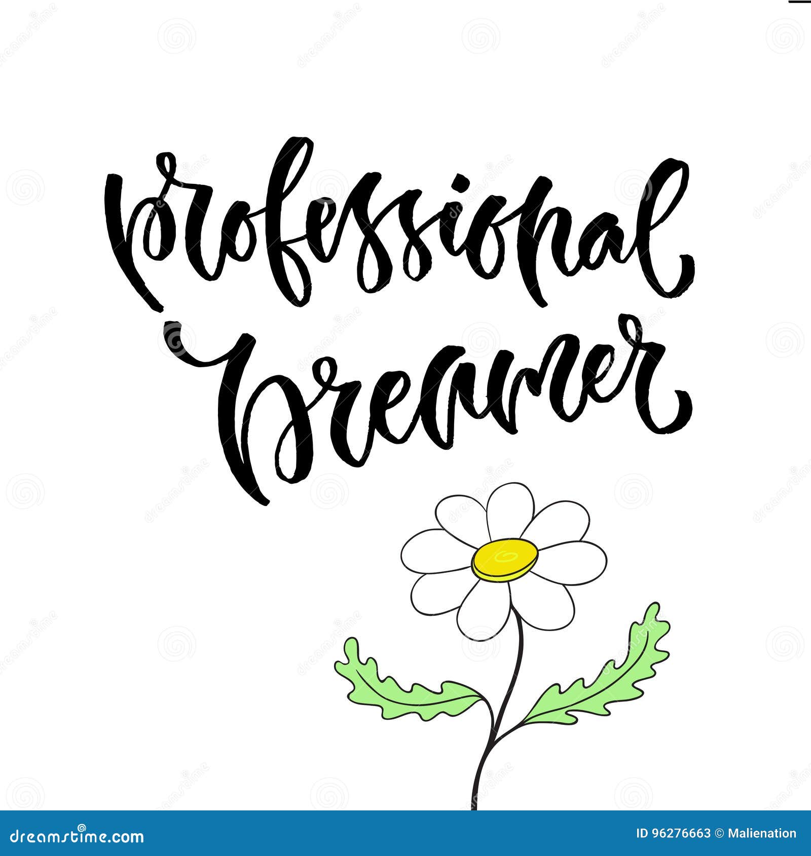 professional dreamer -  inspirational calligraphy. modern hand-lettered print and t-shirt .