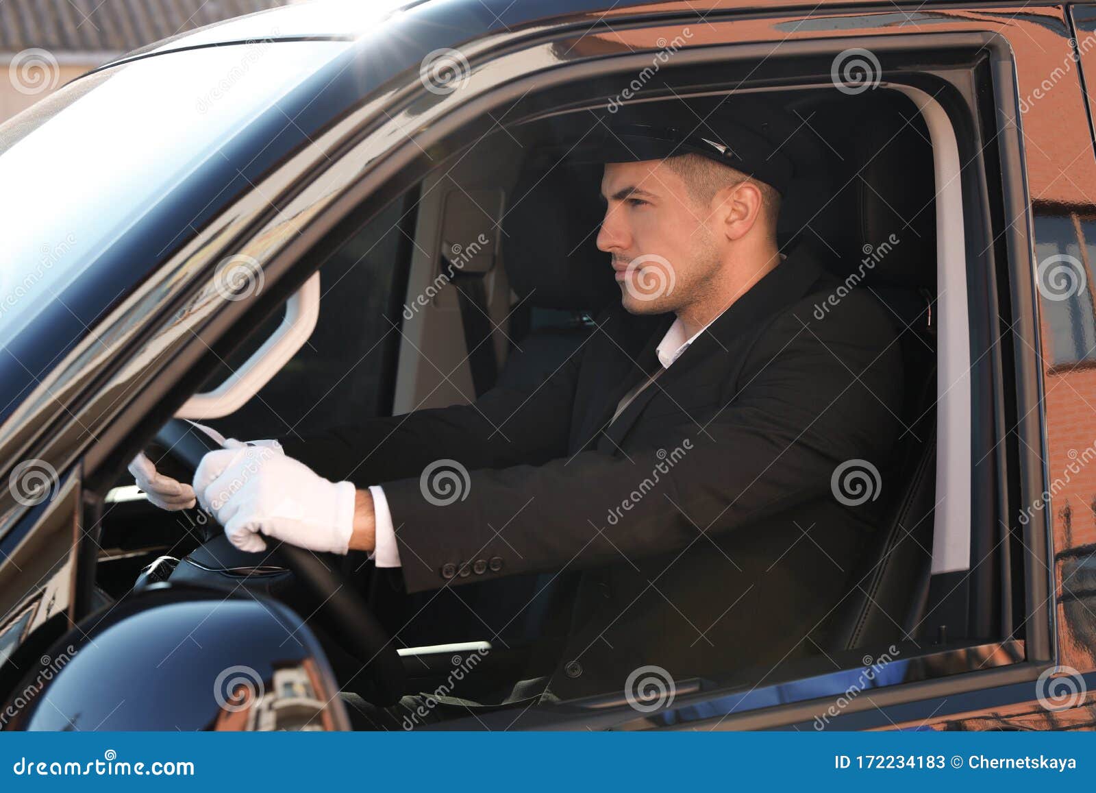 Professional Driver in Car. Chauffeur Service Stock Image Image of