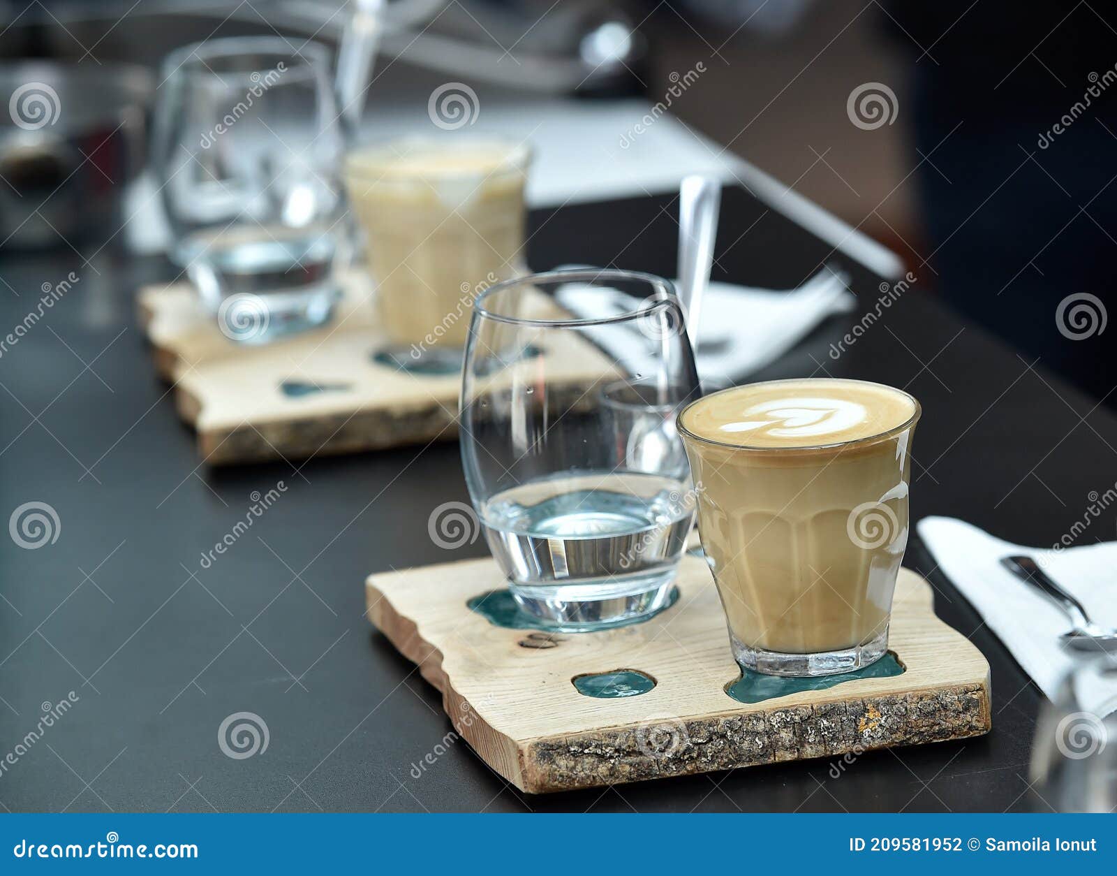 professional espresso machine while preparing two espressos. coffee machine.