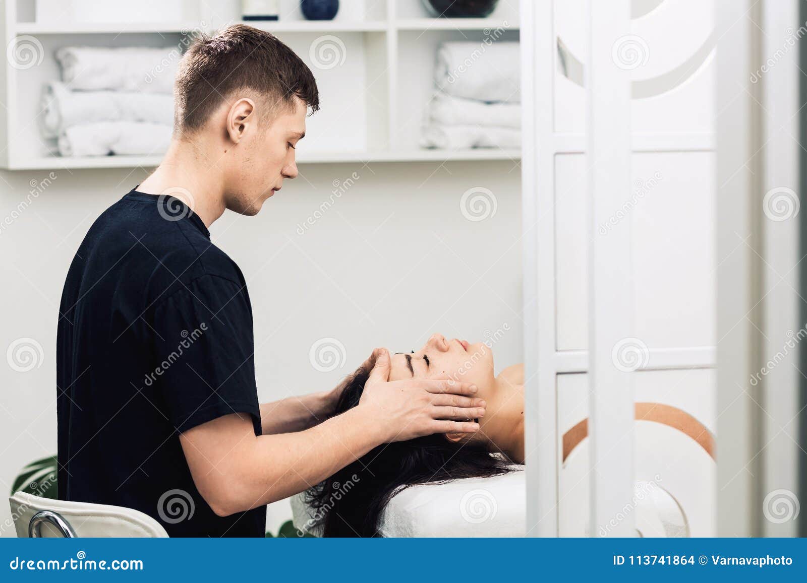 Professional Face and Head Massage Stock Photo Image of male, lifestyle 113741864