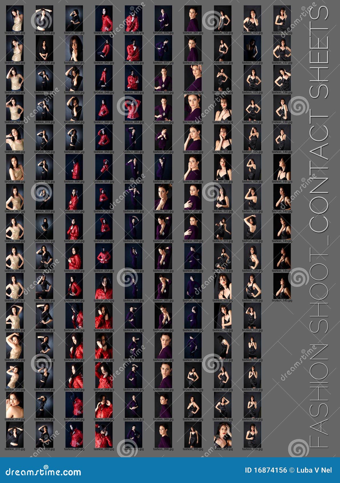 professional fashion shoot contact sheet