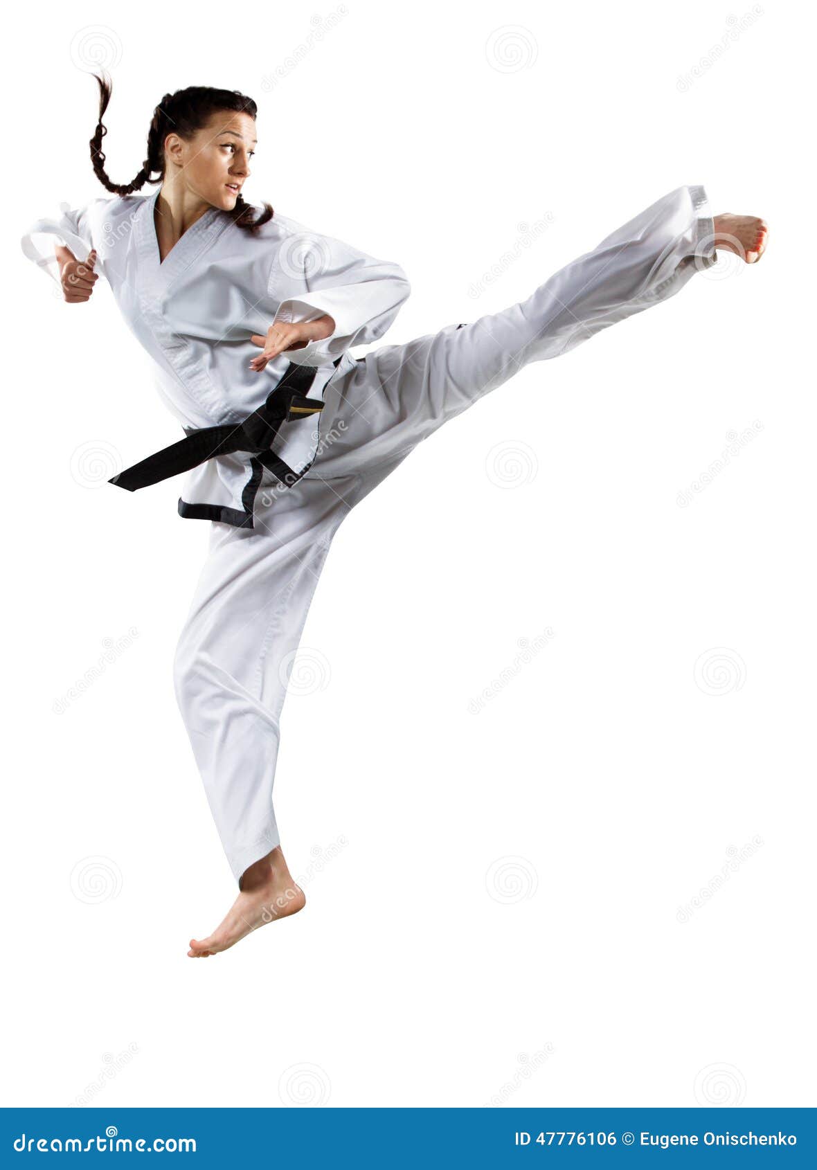 Professional Female Karate Fighter Isolated on Stock Photo Image of