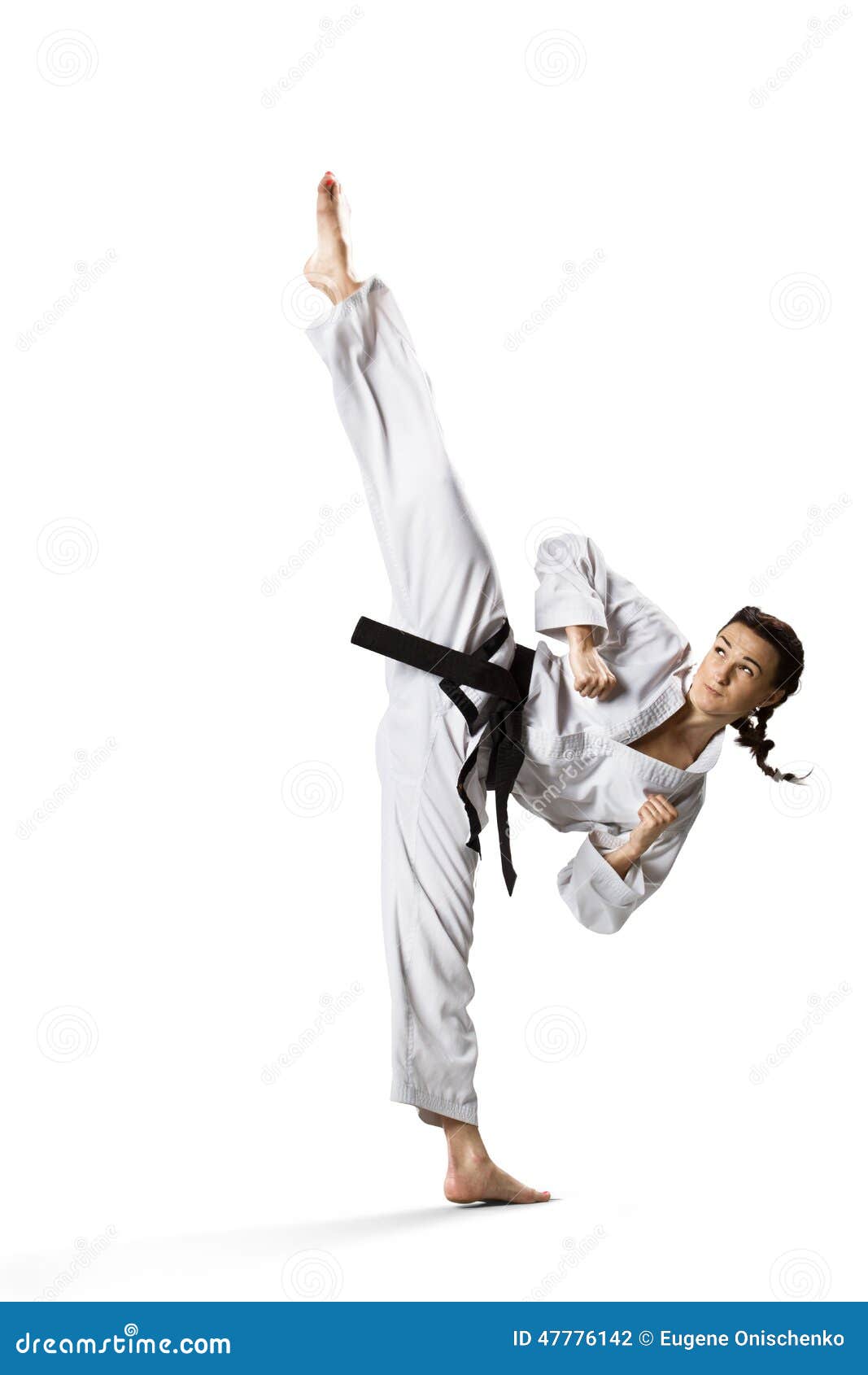 Professional Female Karate Fighter Isolated on Stock Photo Image of