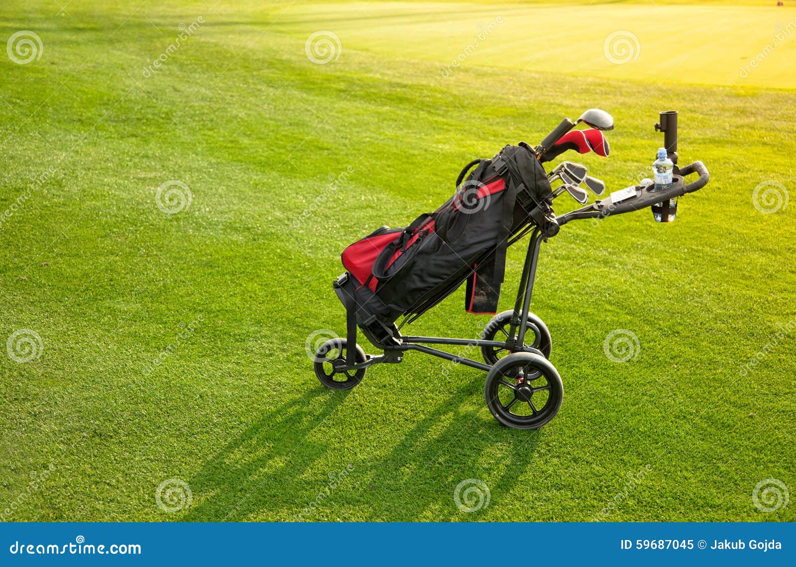 Professional Golf Clubs in a Baggage at Sunset Stock Image Image of