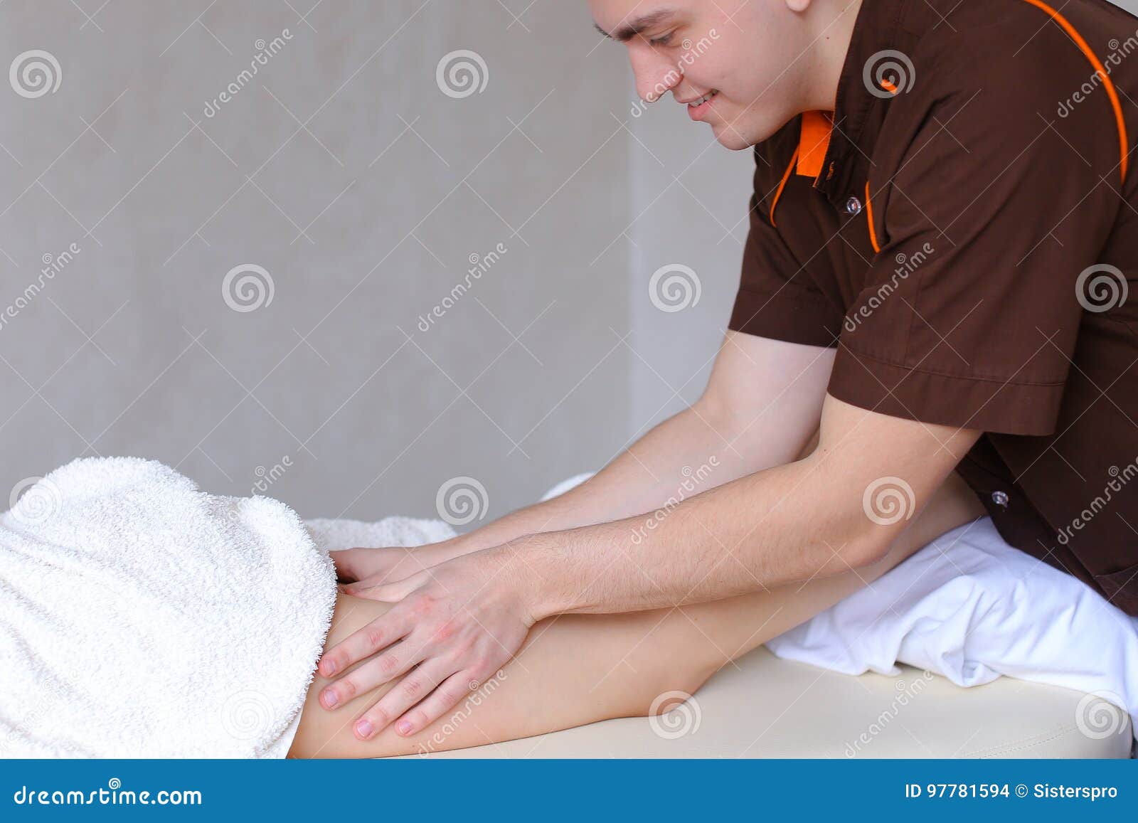 Professional Guy Massage Therapist By Hand Makes Anti Cellulite Stock 