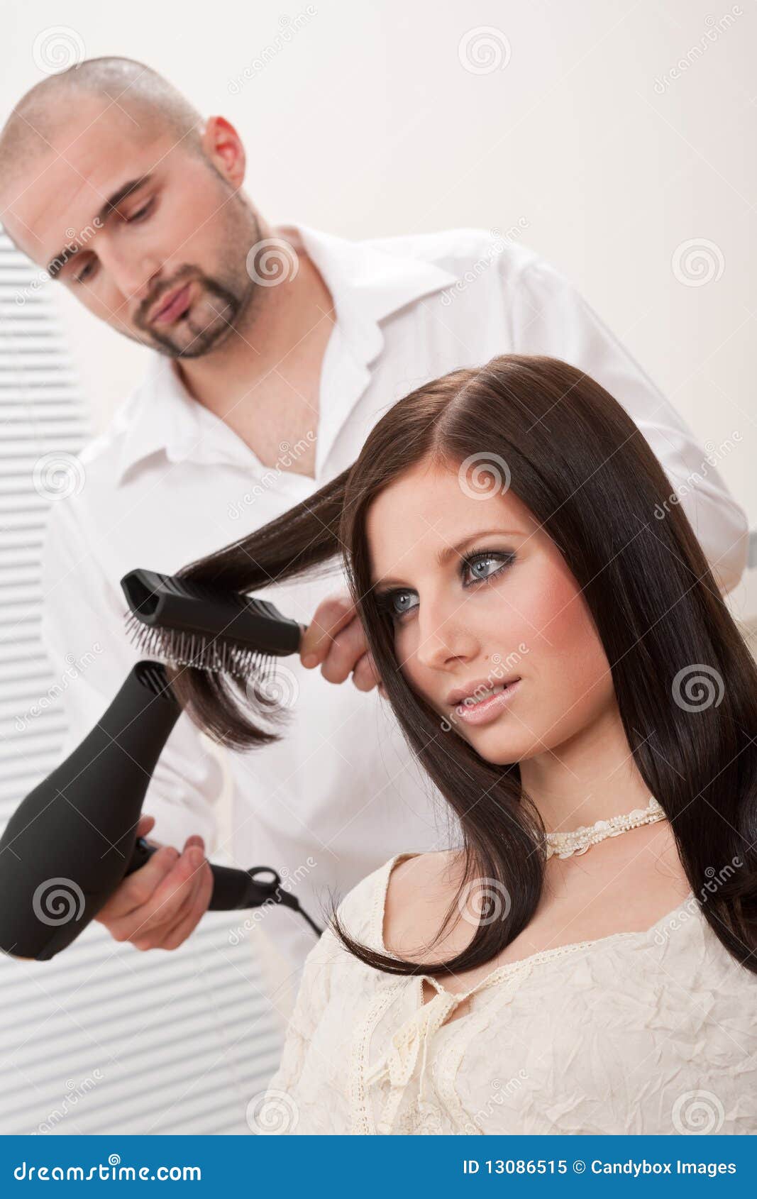 Professional Hairdresser With Hair Dryer At Salon Royalty 