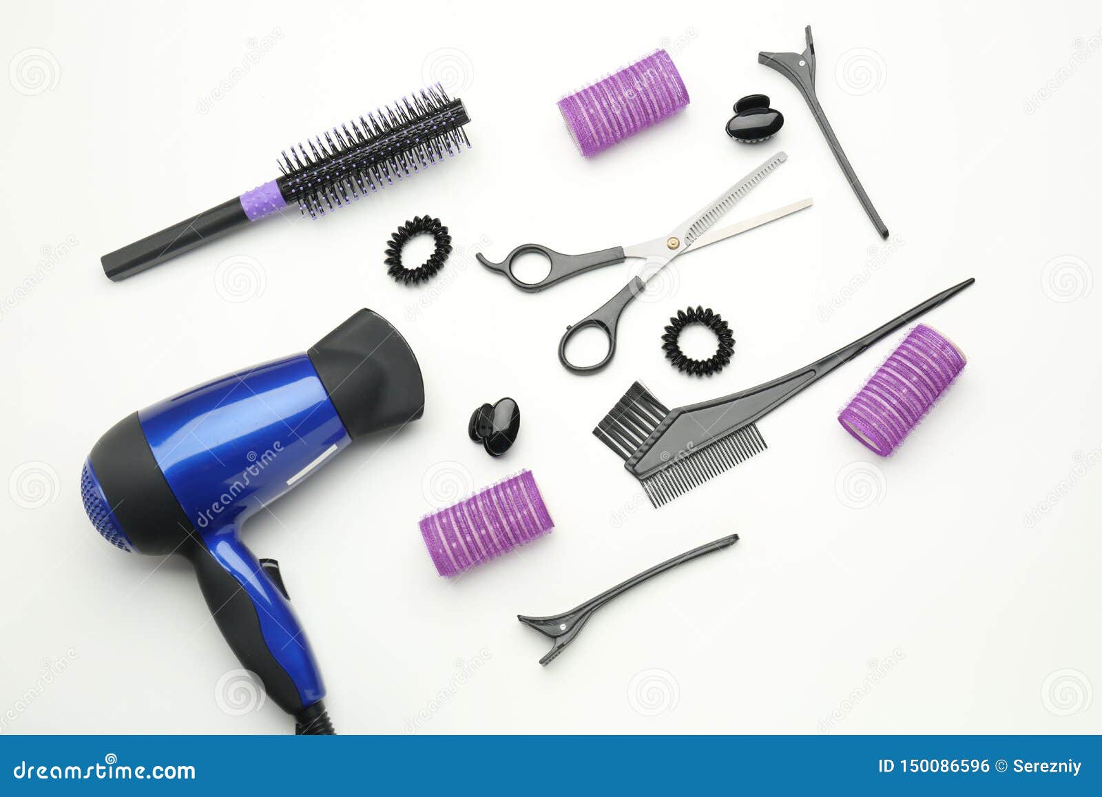 Professional Hairdresser S Supplies On White Background Stock