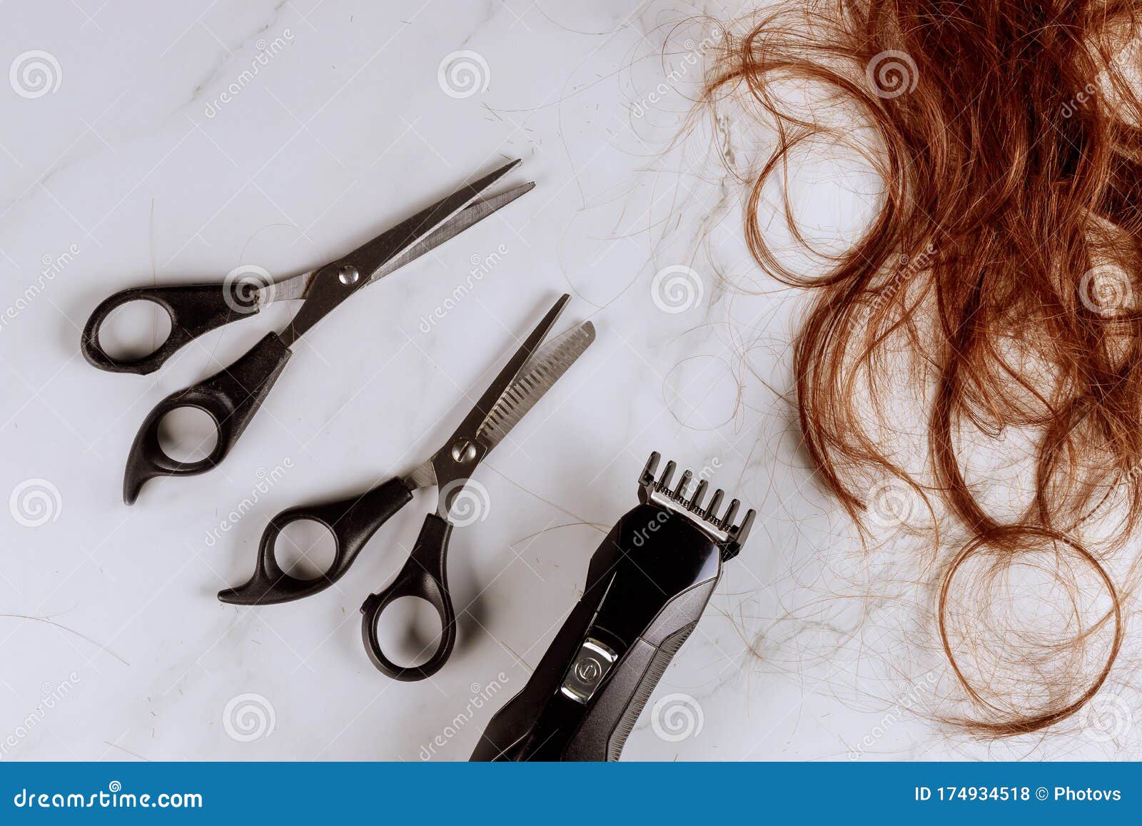 Professional Hairdresser Scissors on Electric Hair Clipper Stock Photo -  Image of scissor, beauty: 174934518
