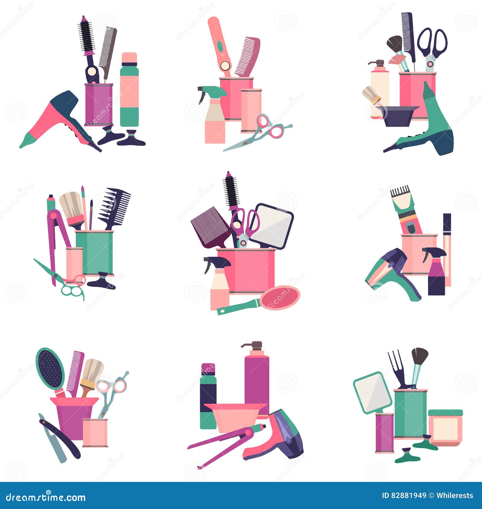 Barber Tools  And Haircut  Icons Set Vector Illustration 