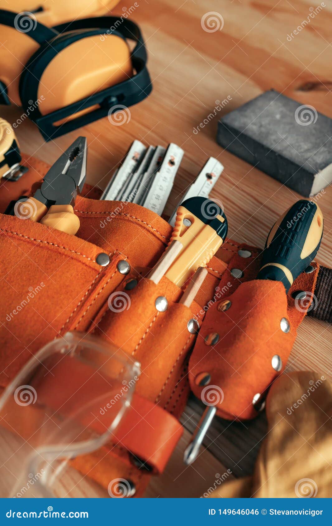 Professional Handyman Tool Belt Stock Photo - Image of meter, safety ...