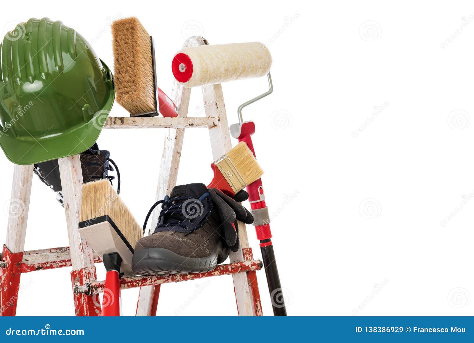 Professional House Painter, Tools and Work Equipment Stock Image