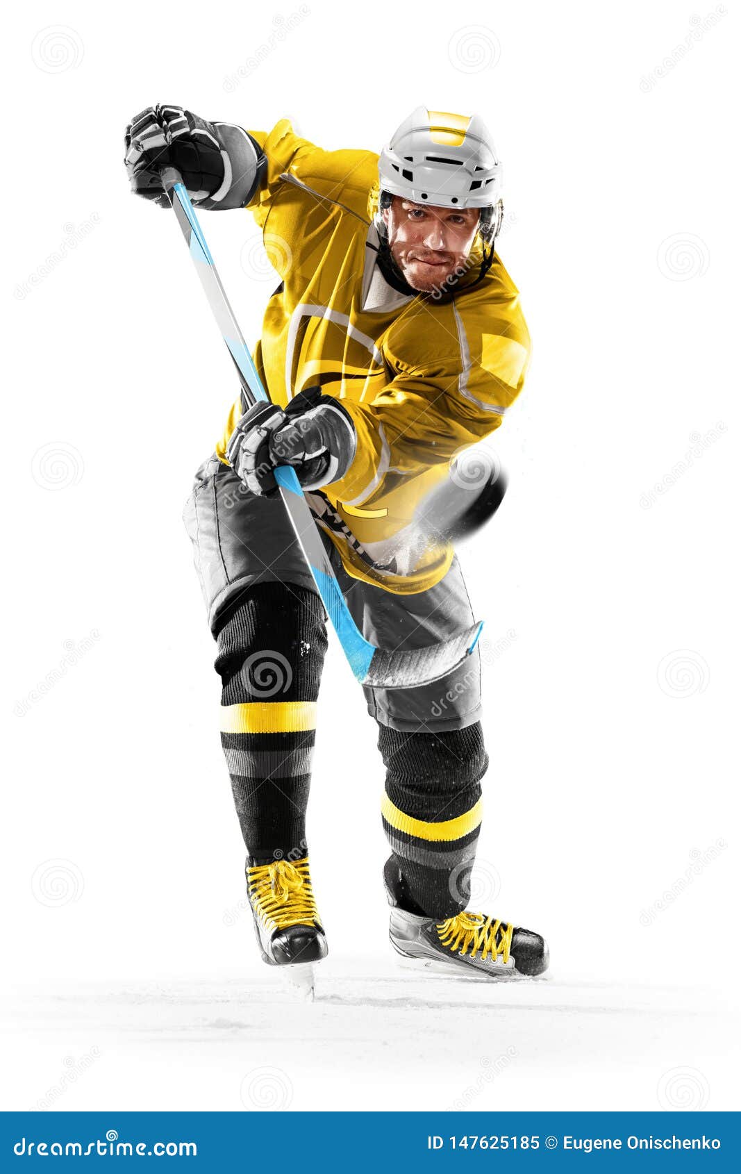 Professional Ice Hockey Player in Action on White Backgound Stock Image