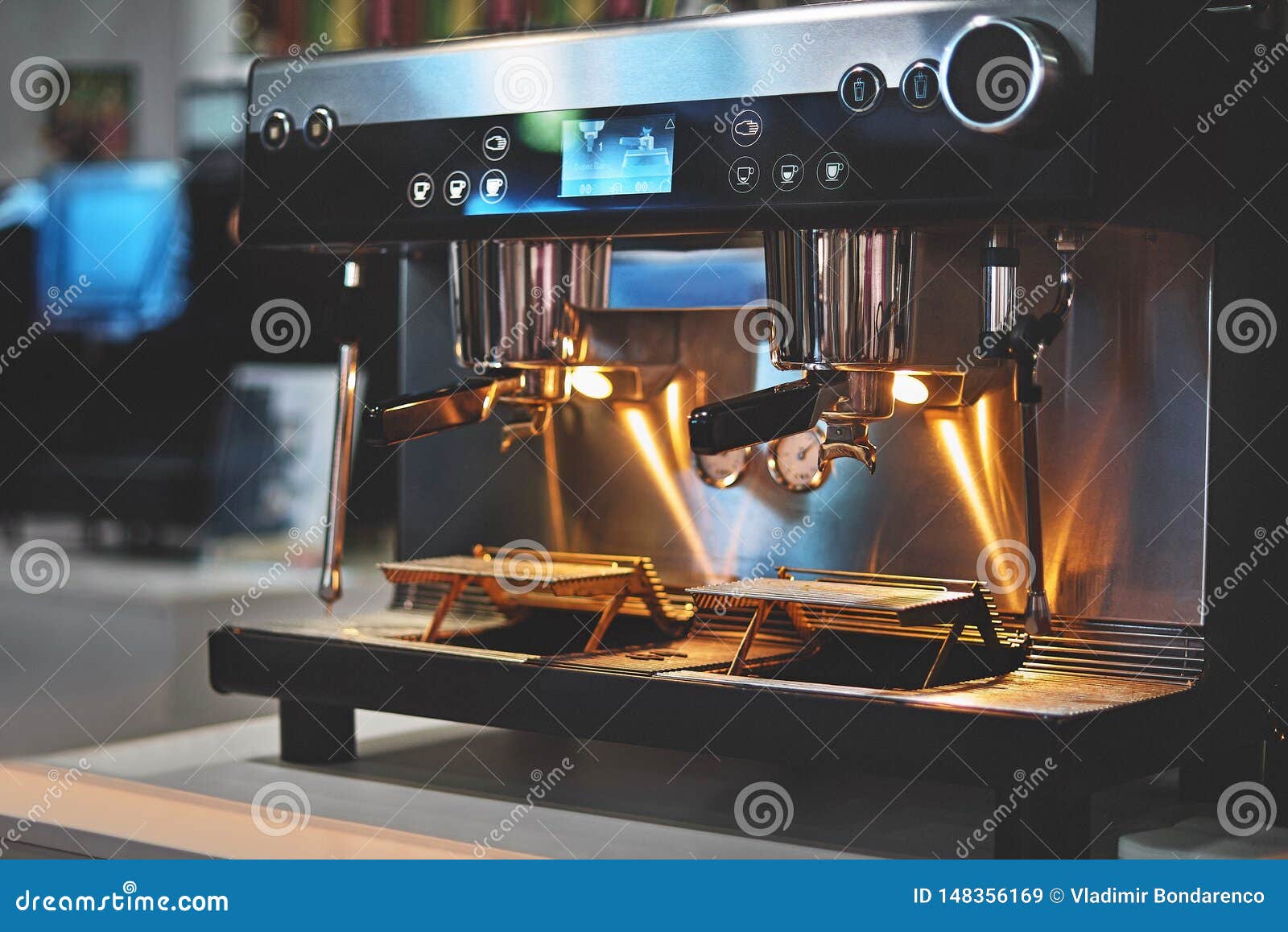 Professional Industrial Coffee Machine in a Bar Stock Image Image of