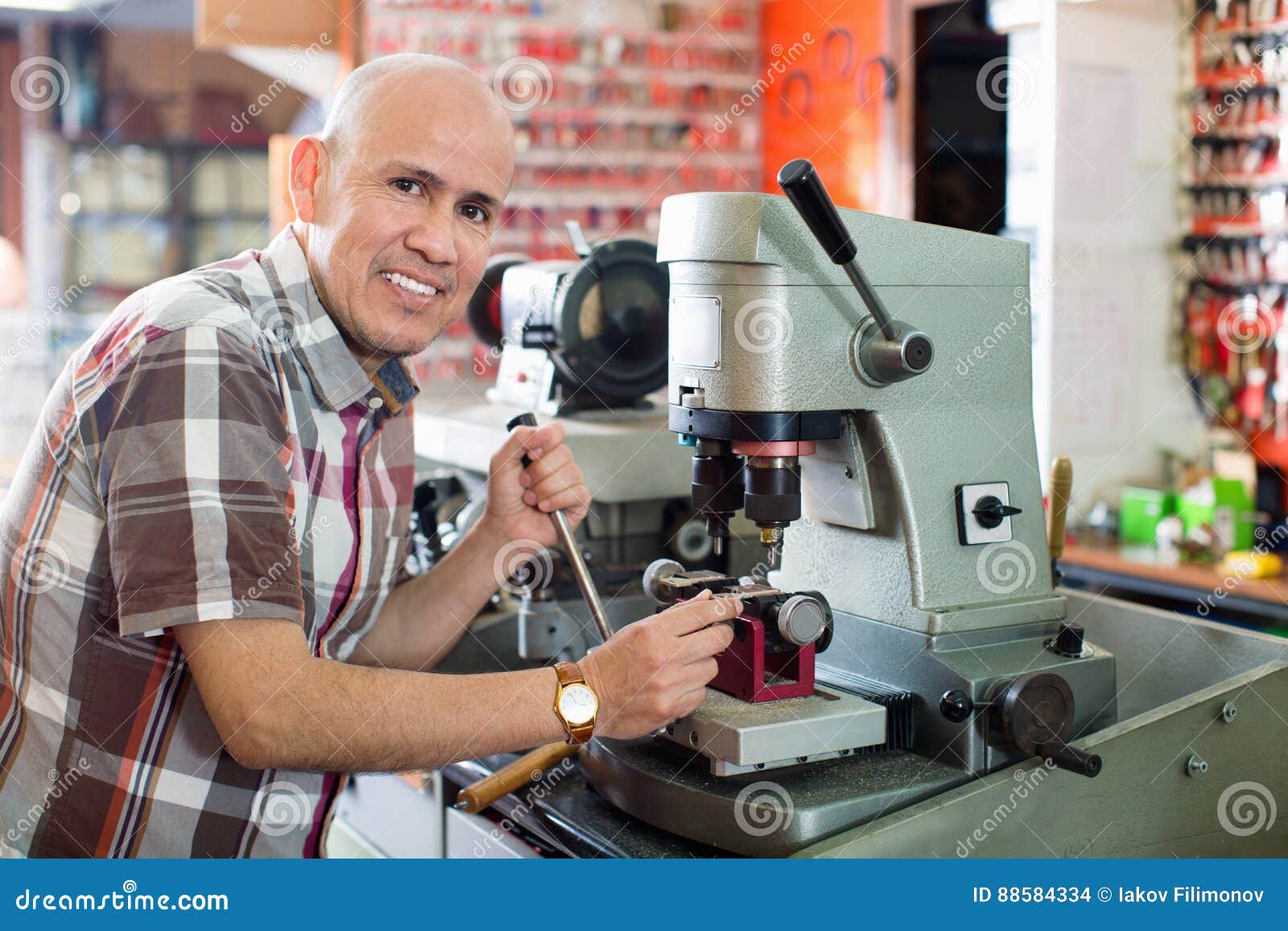 Professional Key Cutter Making Door Keys Copies in Locksmith Stock Photo Image of laser