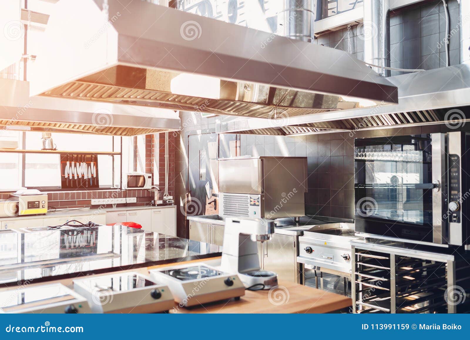 Professional Kitchen of Restaurant. Modern Equipment and Devices. Empty