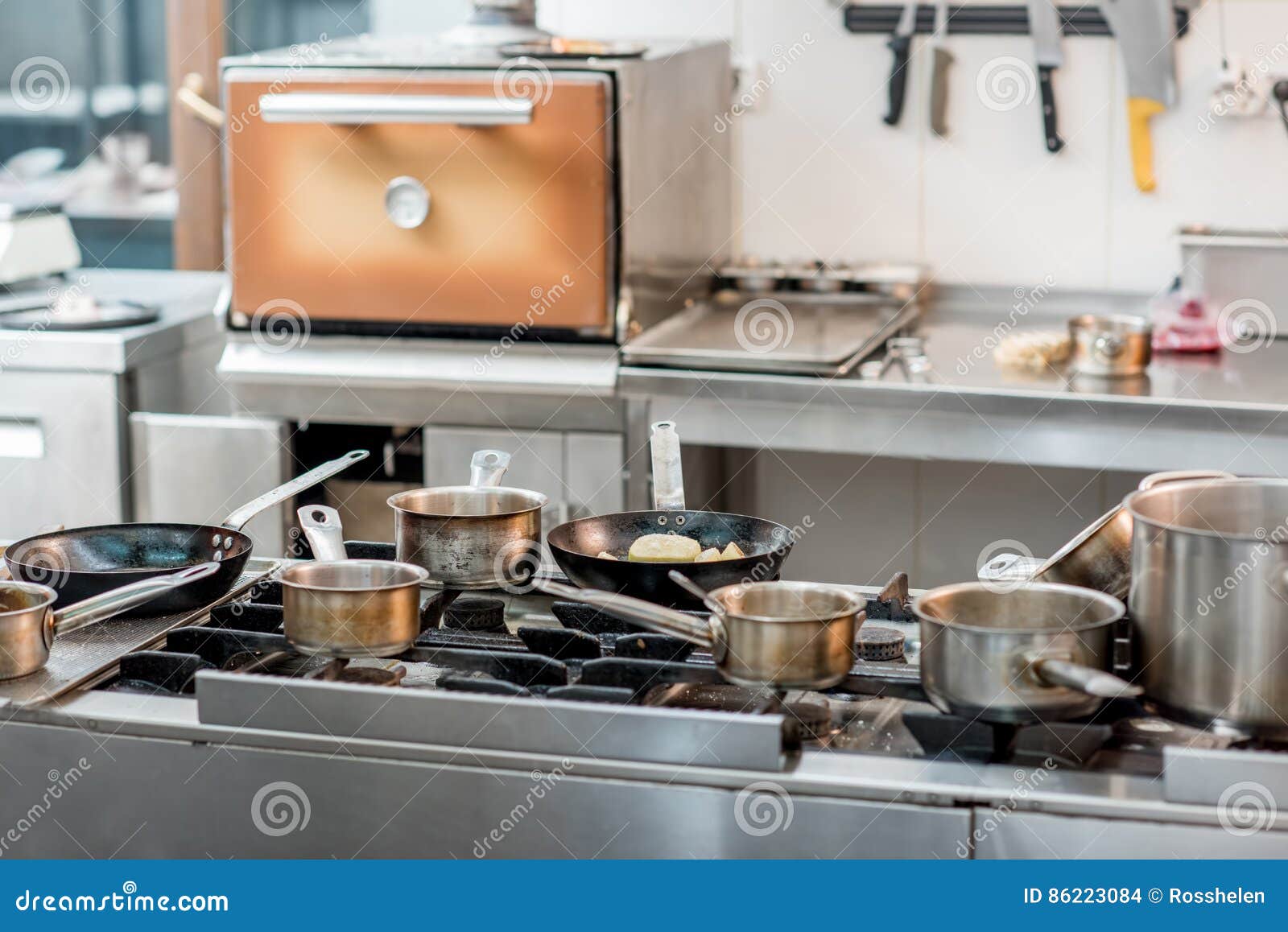 Professional kitchen stove stock photo. Image of metal 86223084