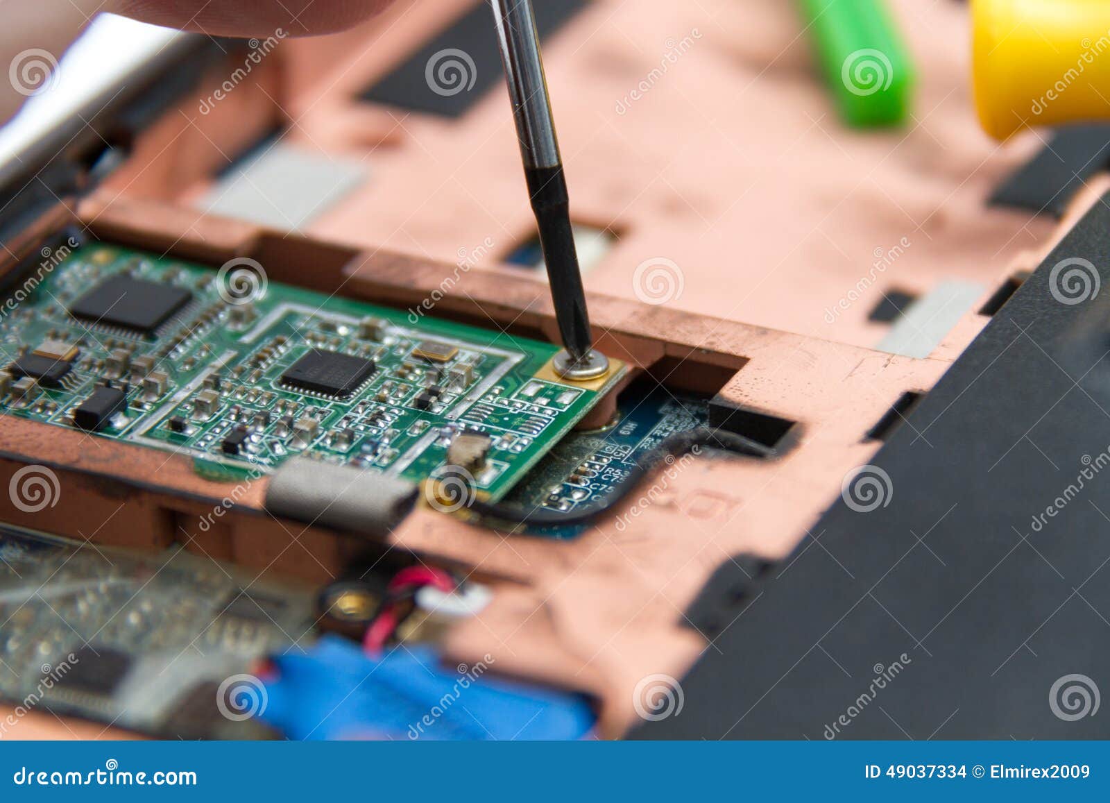 Laptop Repair. Replacement Chip Graphics Card On The Infrared Soldering