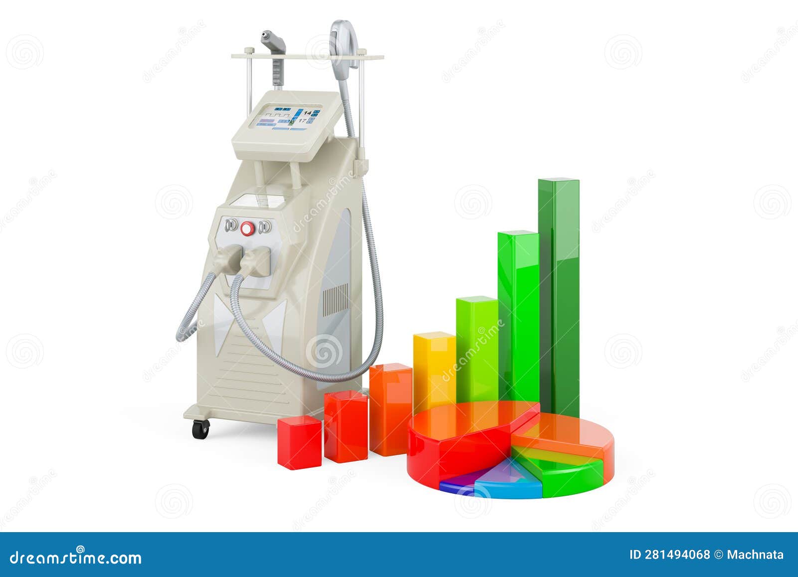 Professional Laser Tattoo Removal Machine with Growth Bar Graph and Pie