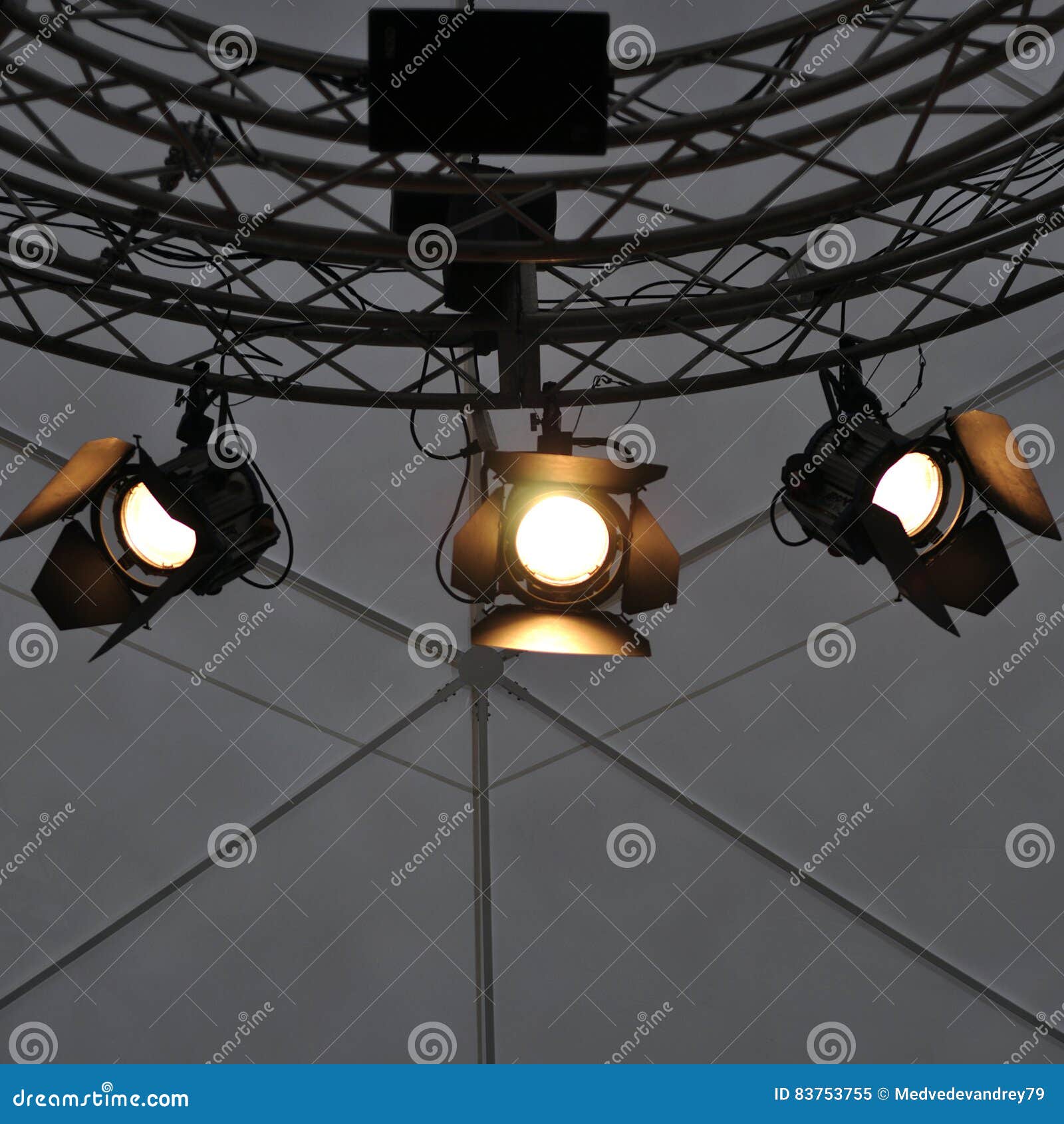 Professional Lighting Equipment Near Ceiling of Theater Stage. Stock Image Image of frame