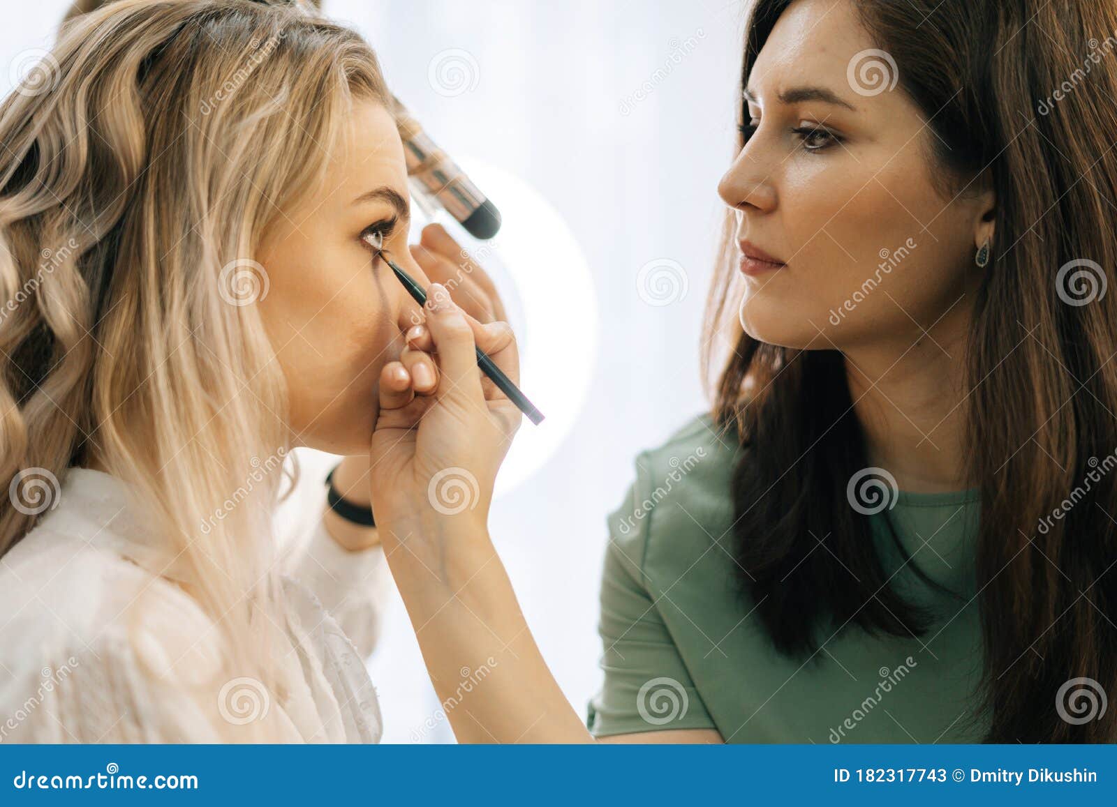 Professional Make-up Artist Applying Makeup Cosmetics on Pretty Young ...