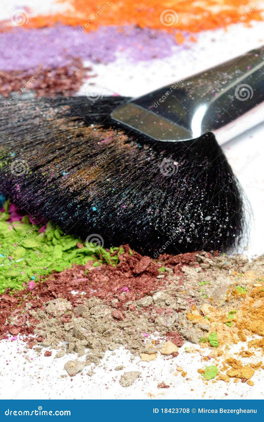 Professional Makeup Brush on Colorful Eye Stock Photo Image of