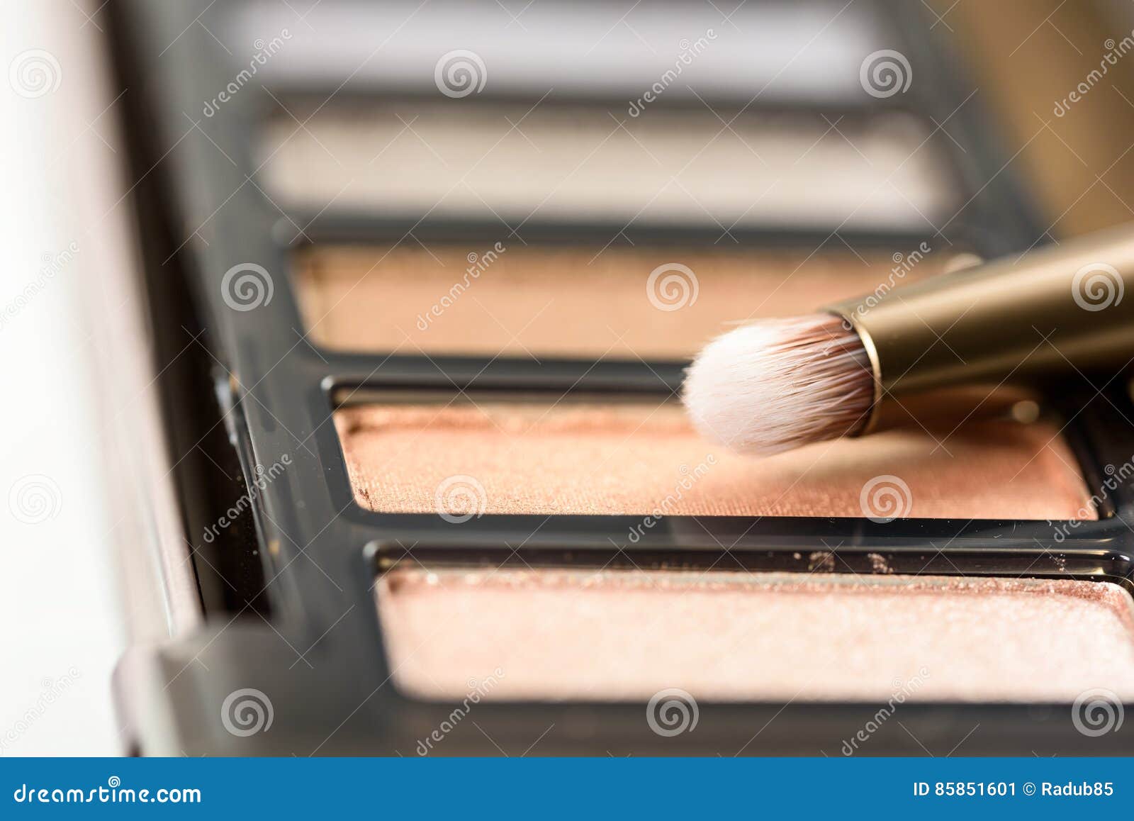 Professional Makeup Brush and Eye Color Palette Stock Image Image of