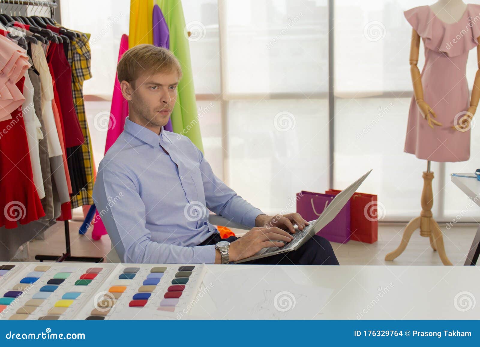 Professional Male Sewing Designers Stock Photo - Image of clothes ...