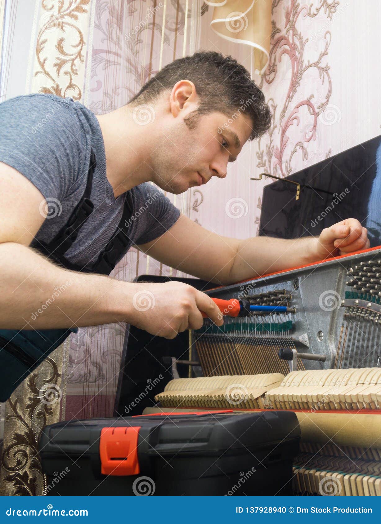 Professional Master Tuning the Piano Stock Photo - Image of acoustic