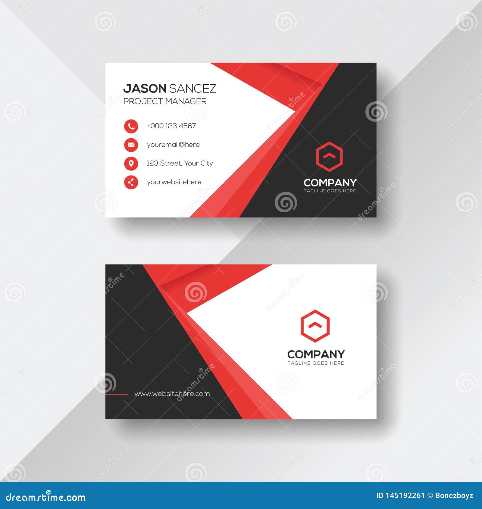 Professional Modern Business Card with Red Details Stock Vector ...