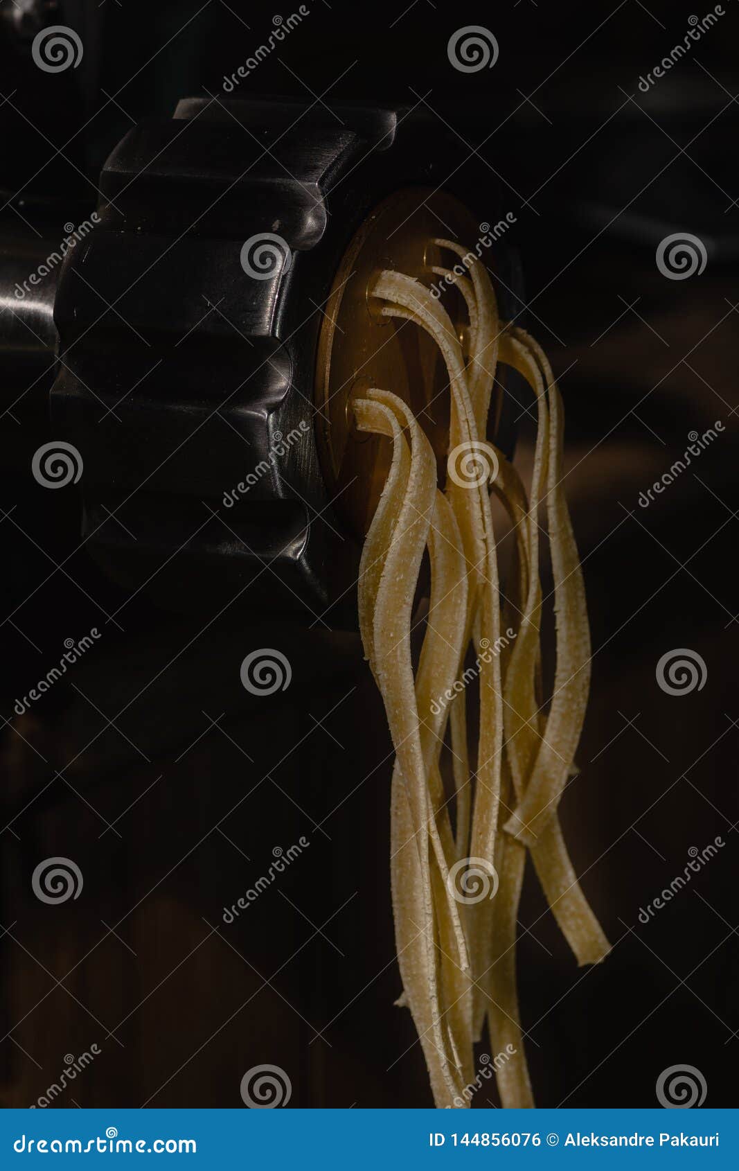 Professional Pasta Maker Machine in Working Procces in Restaurant
