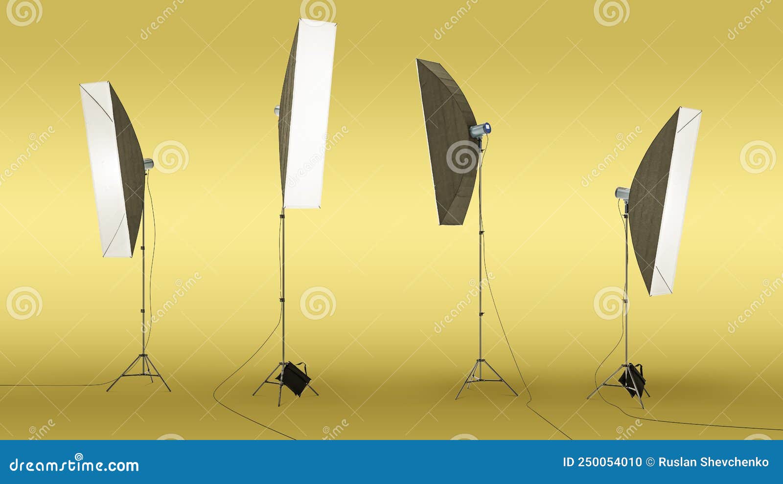 Professional Photo Studio Strobe Light with Stripbox Modifier Isolated