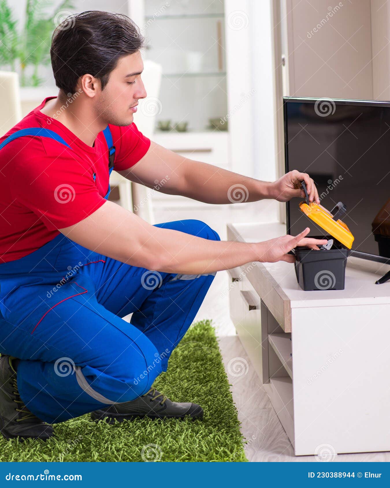 Professional Repair Engineer Repairing Broken Tv Stock Photo Image of