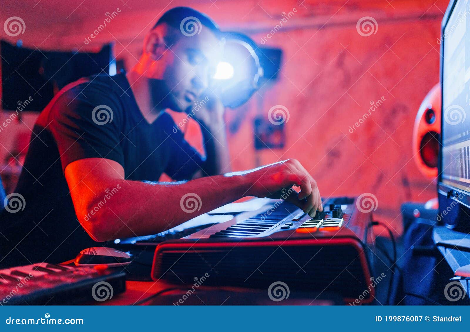 Professional Sound Engineer Working and Mixing Music Indoors in the Studio Stock Image Image