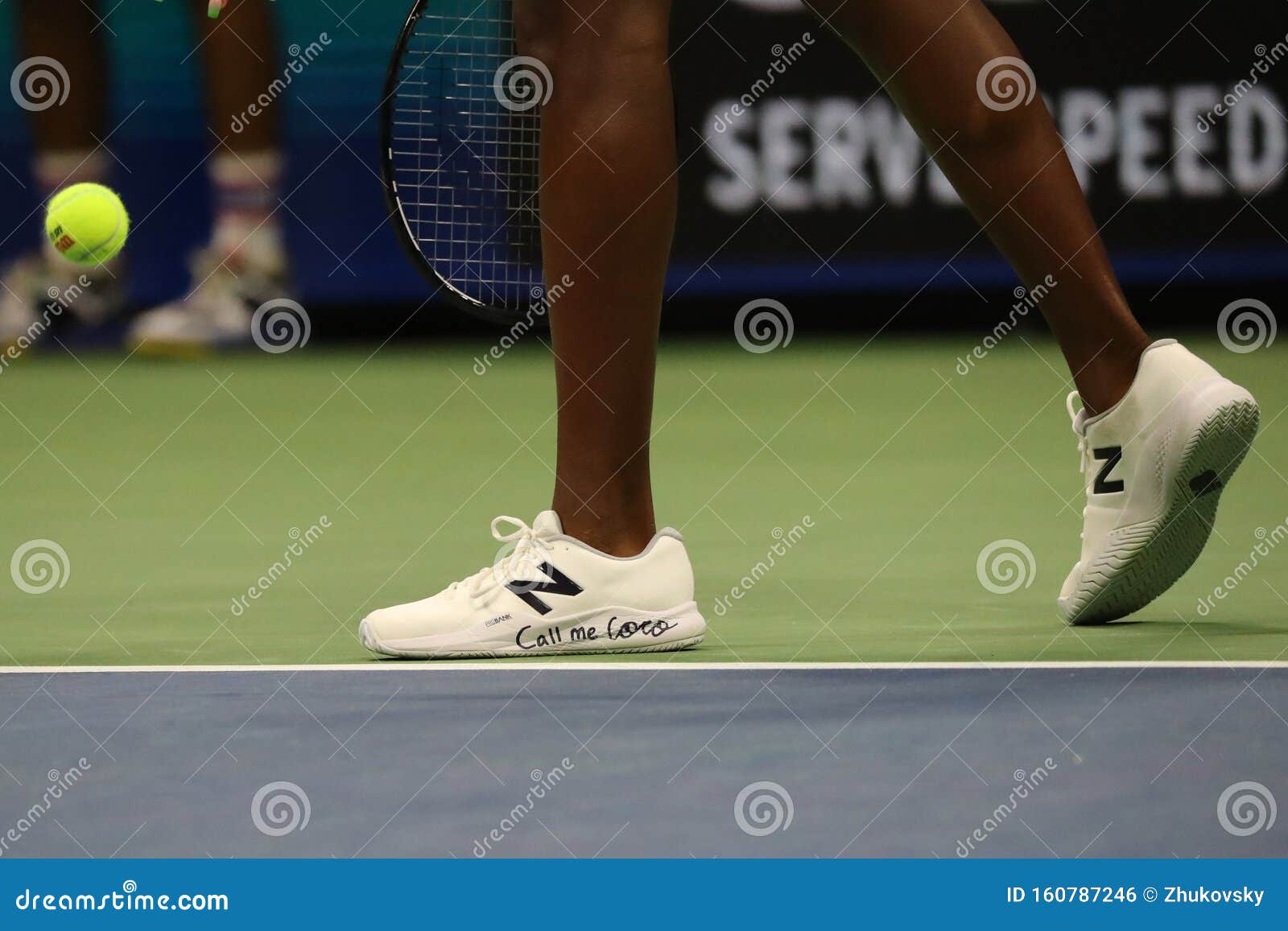Tennis Player Coco Gauff of United States Wears Custom New Balance Tennis Shoes with Sign `Call Me Coco` Editorial Photo - Image of points, flushing: 160787246
