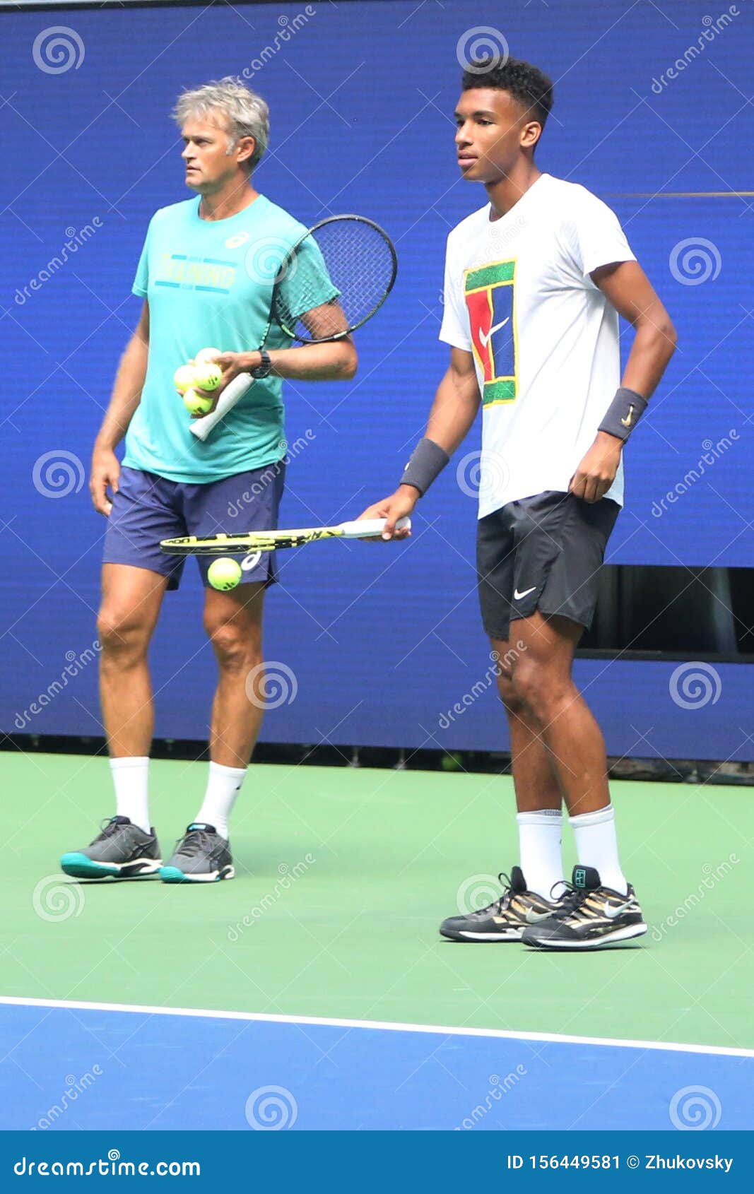 Professional Tennis Player Felix Auger-Aliassime of Canada with His Coach  Guillaume Marx Practice for 2019 US Open Editorial Photo - Image of  fitness, grand: 156449581