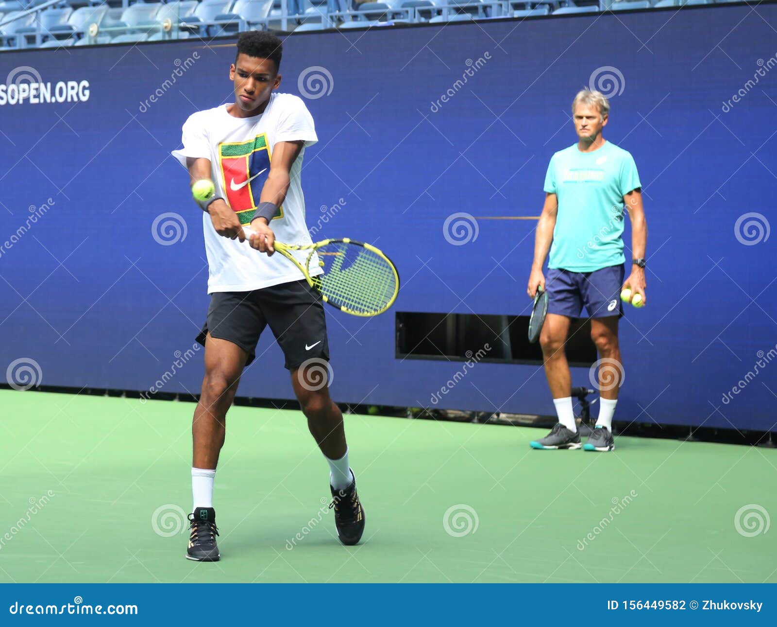 Professional Tennis Player Felix Auger-Aliassime of Canada with His Coach Guillaume Marx Practice for 2019 US Open Editorial Photography - Image of athlete, ceremony: 156449582 Professional Tennis Player Felix Auger-Aliassime of Canada with His Coach Guillaume Marx Practice for 2019 US Open Editorial Photography - Image of athlete, ceremony: 156449582