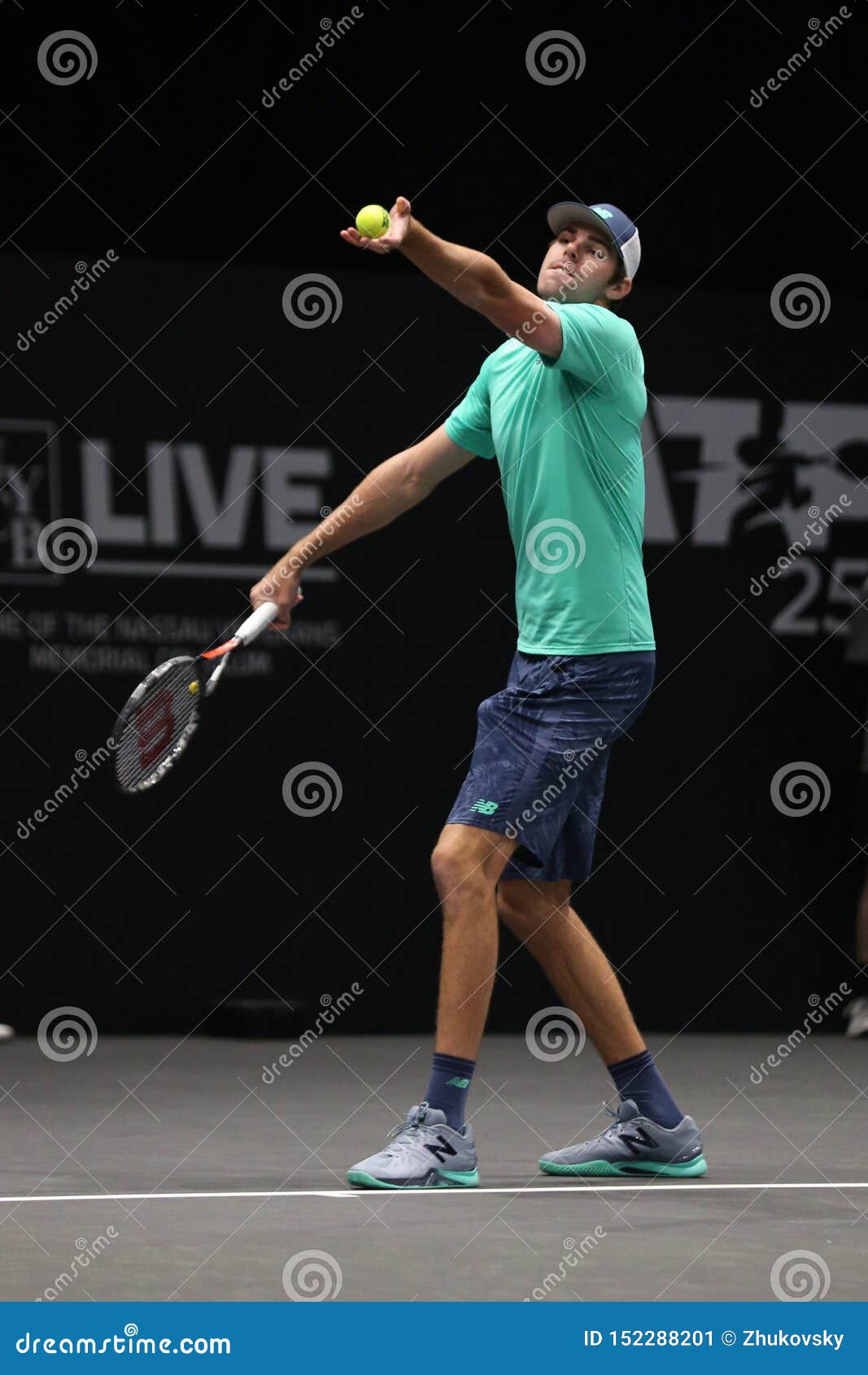 Professional Tennis Player Reilly Opelka of USA in Action during His Round of 16 Match at the 2019 New York Open Tennis Tournament Editorial Photo