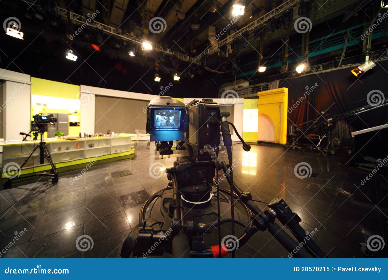 professional video camera in television studio