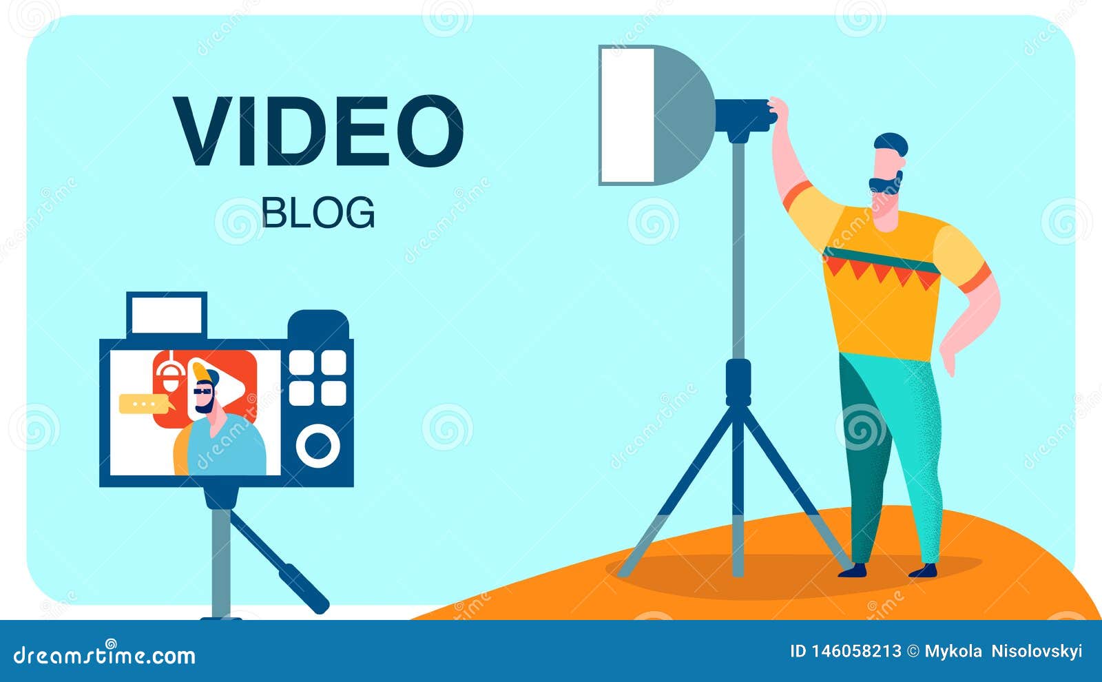 Studio Blog Recording. Cartoon Vector 84206313