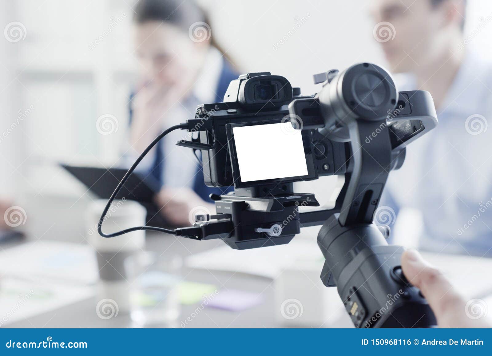 Professional Videomaker Shooting a Video Stock Photo Image of