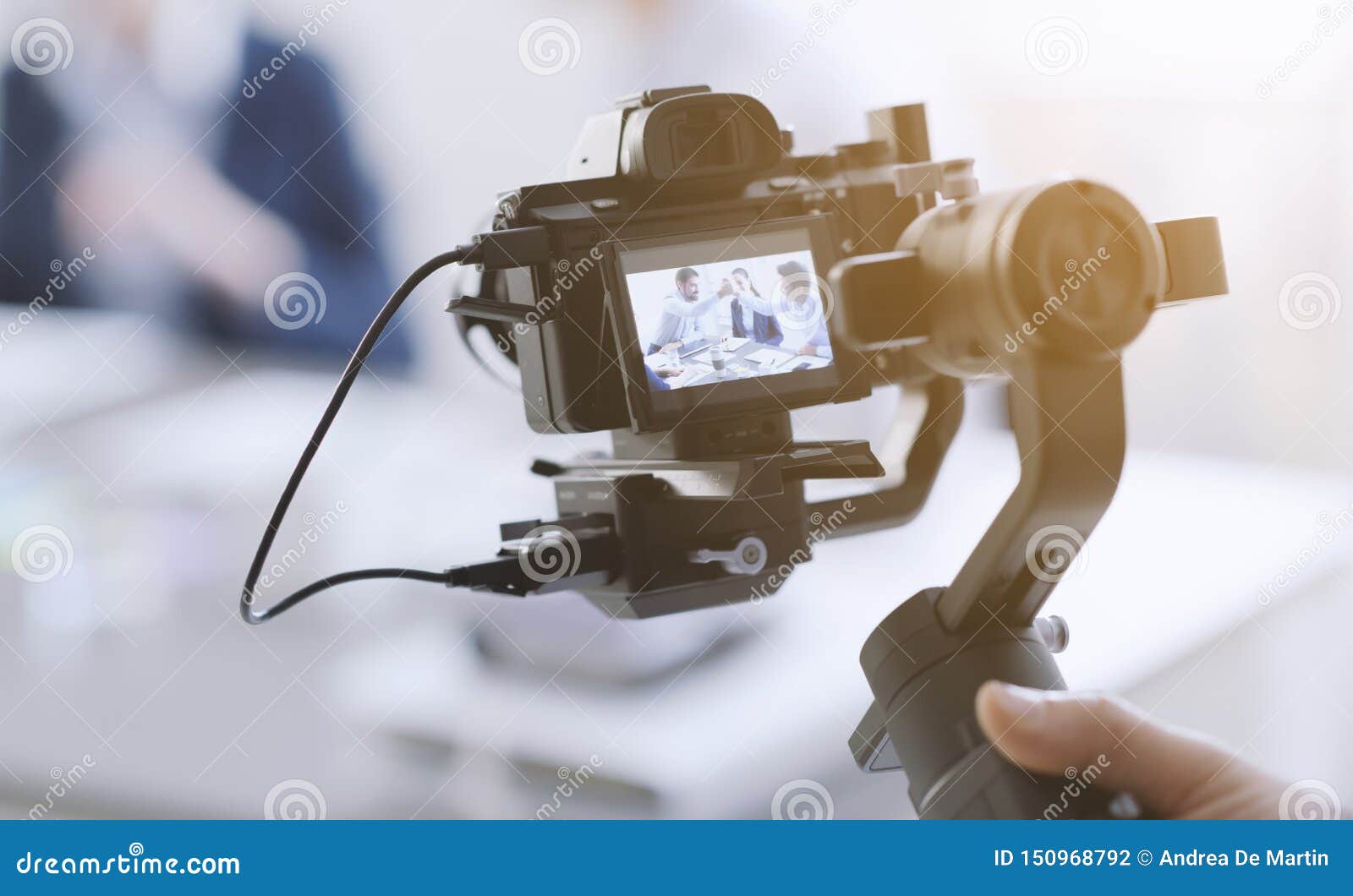 Professional Videomaker Shooting a Video Stock Photo Image of