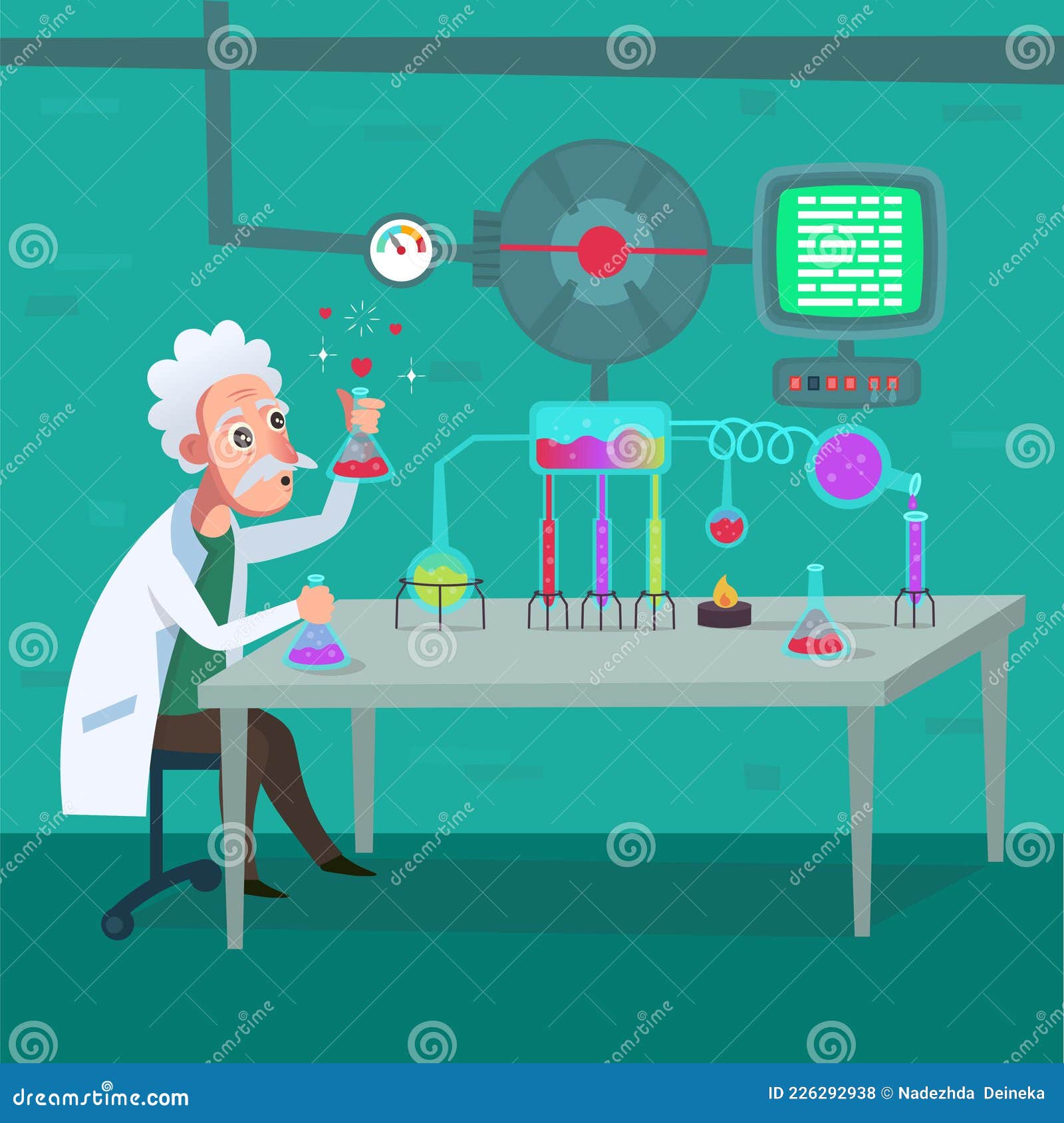 Professor Sitting at the Table in the Lab. he Making the Experiment with Test Tubes Stock Vector - Illustration of person, education: 226292938 Professor Sitting at the Table in the Lab. he Making the Experiment with Test Tubes Stock Vector - Illustration of person, education: 226292938