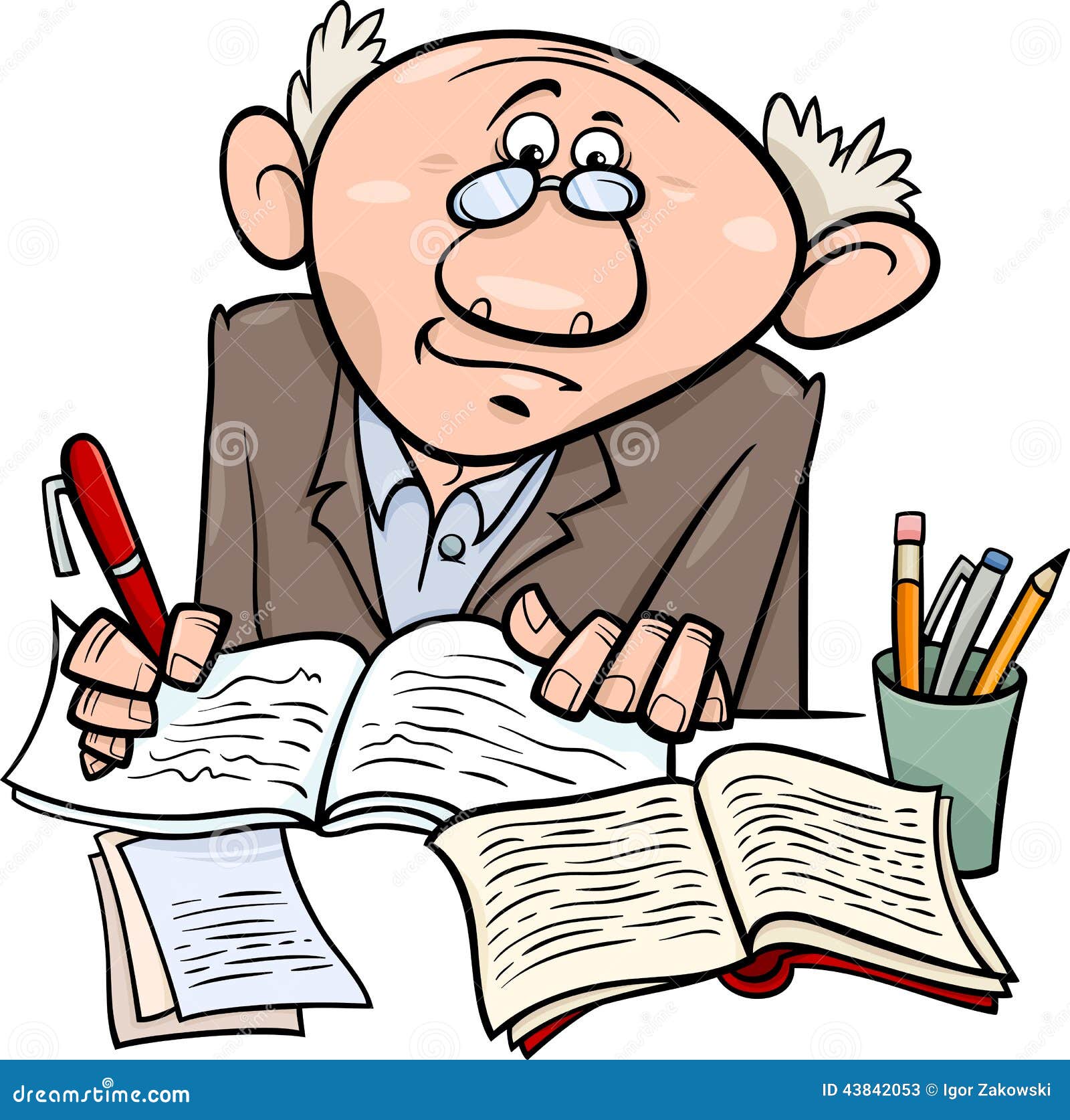 professor or writer cartoon 