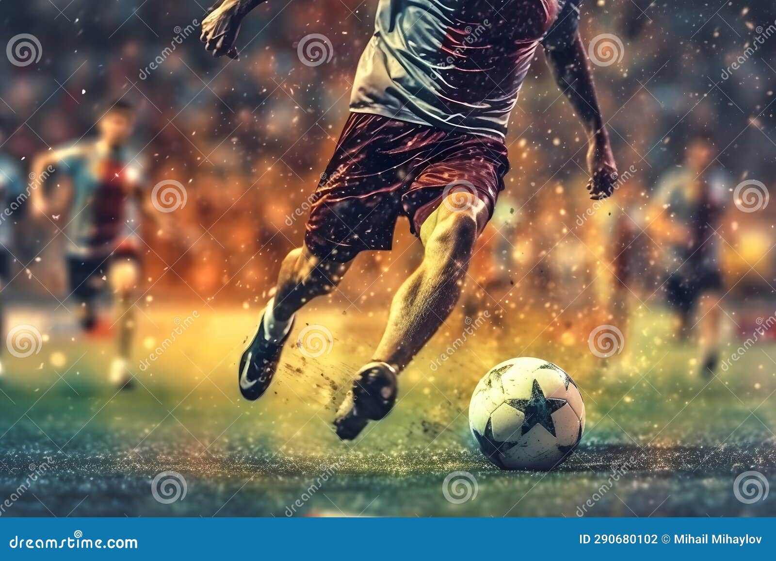 Premium AI Image  Professional football or soccer player in action on  stadium Generate Ai