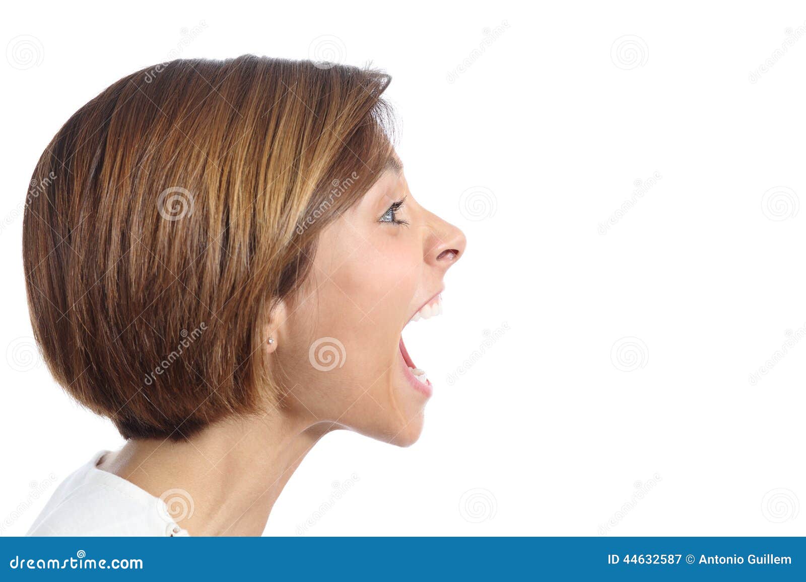 profile of an angry young woman shouting