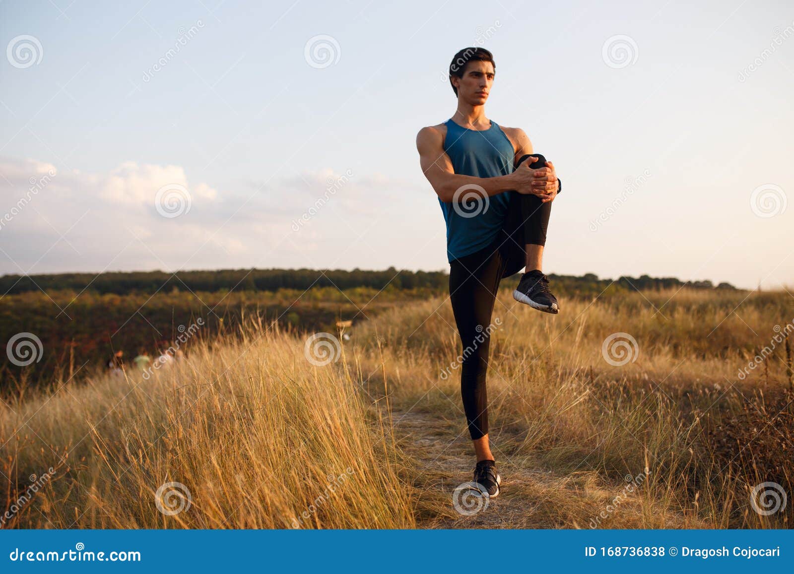 Profile of a Athlete, Muscular, Fit, Abs, Sportive Young Man Doing ...