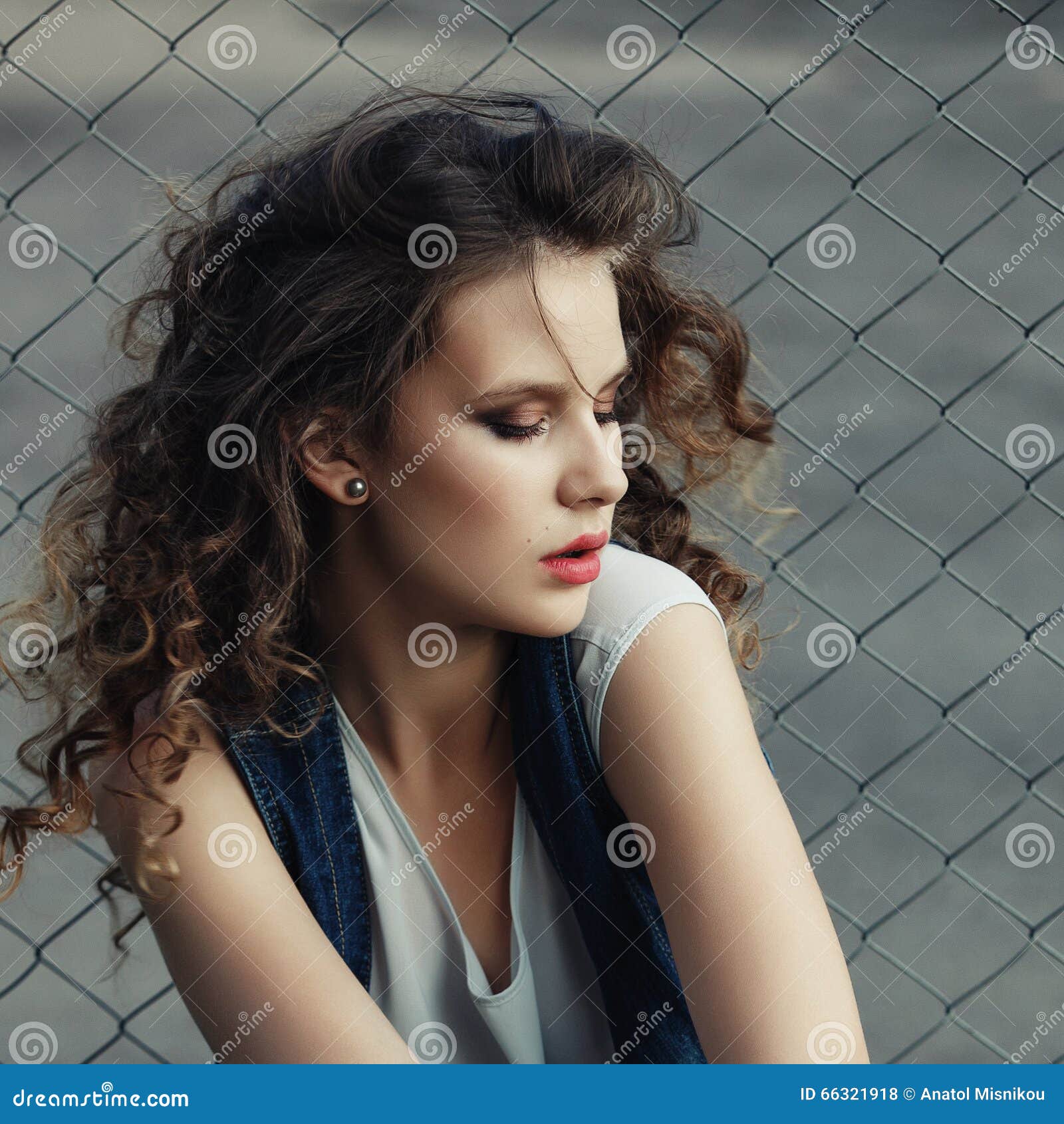 Profile of a beautiful girl closeup Stock Photo