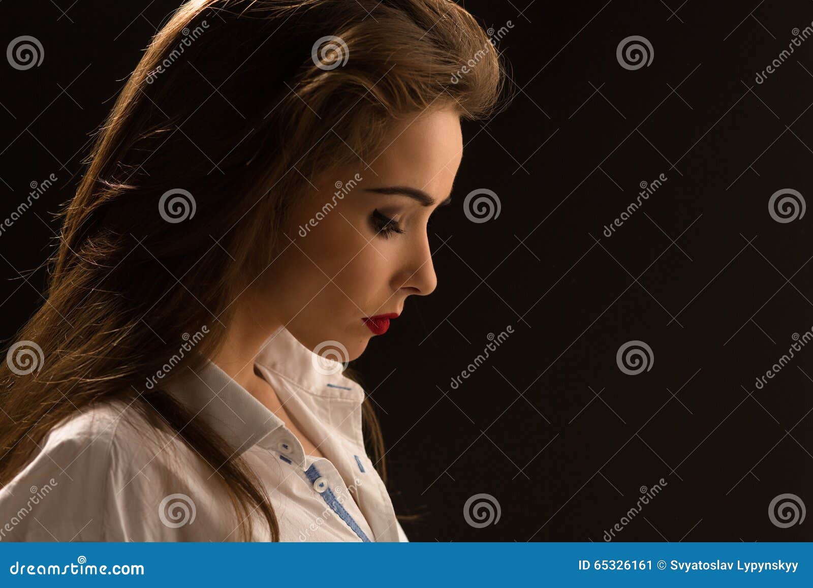 Profile of Beautiful Lady with Long Hair in Studio Stock Image - Image of  salon, woman: 65326161