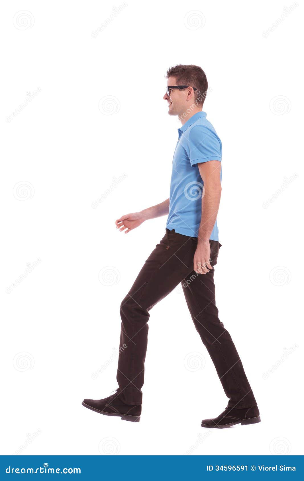 Profile of a Casual Man Walking Stock Image - Image of movement, cute ...